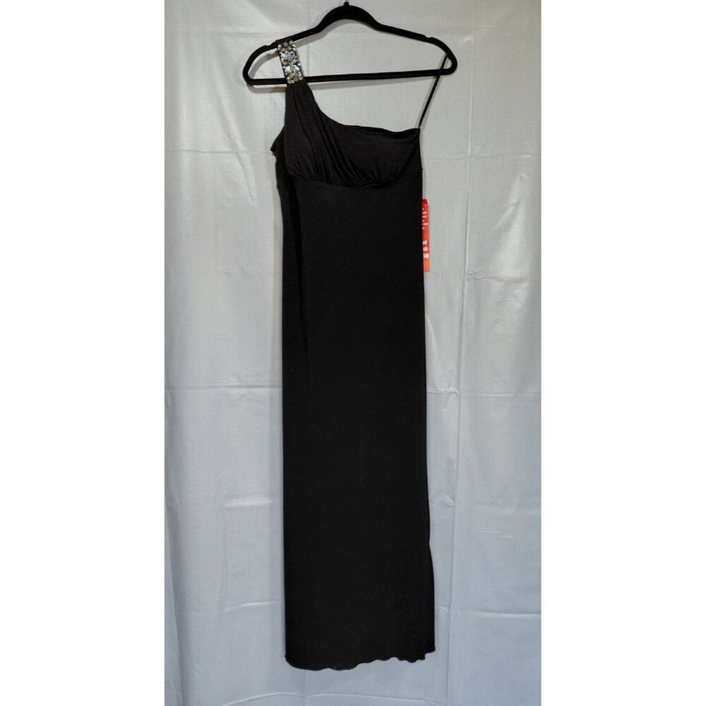 Y2K Sweet Storm One Shoulder Black Dress Med Beaded Long Formalβ Romantic Goth